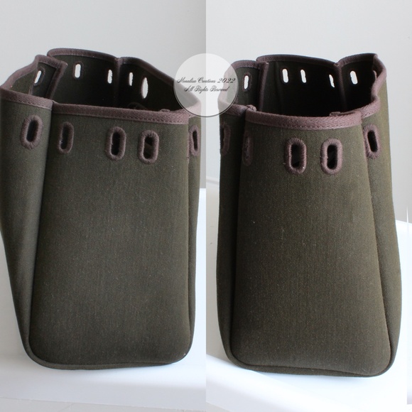 Hermes Herbag Tote Bag Cabas PM Brown Vibrato Leather & Canvas 2-In-1 Bag HTF - Picture 13 of 17